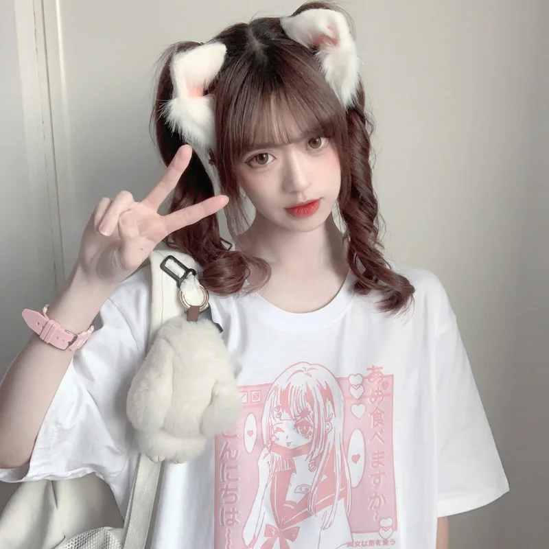 T-Shirt donna Harajuku Anime camicetta T-Shirt donna Streetwear Y2k Top T Shirt estetica goth magliette donna oversize plus size