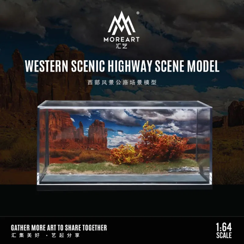 

MoreArt 1/64 Scale Western Scenic Highway Scene Acrylic Display Box DIY Adult Collection Decoration Gift Boy Toys