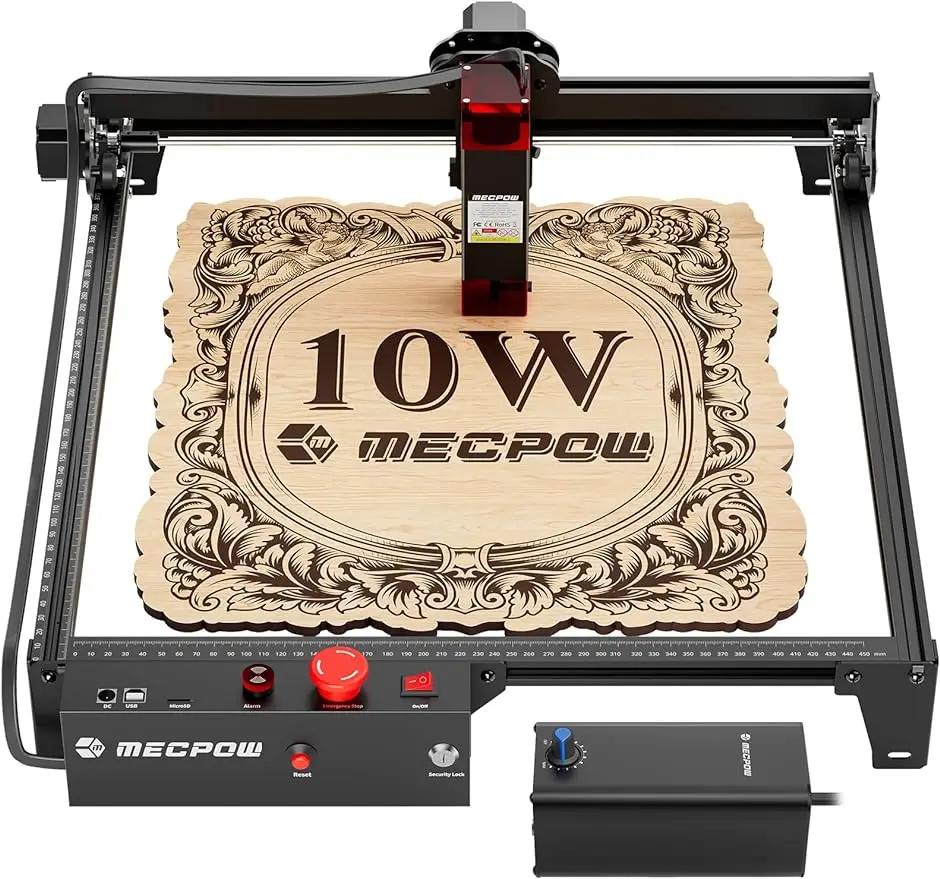 

Mecpow X3 Pro Laser Engraver with Air Assist, 60W Laser Cutter, 10W Output Engraving Cutting Machine