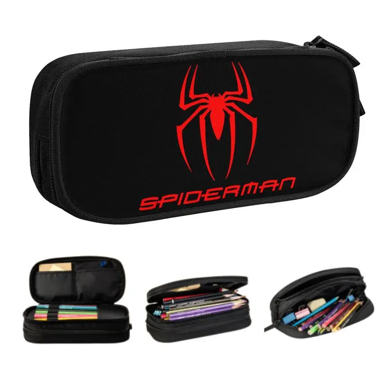 Estuche de lápices de dibujos animados de superhéroes de Spiderman personalizado para niñas y niños, bolsa de bolígrafo de gran capacidad, caja de suministros escolares