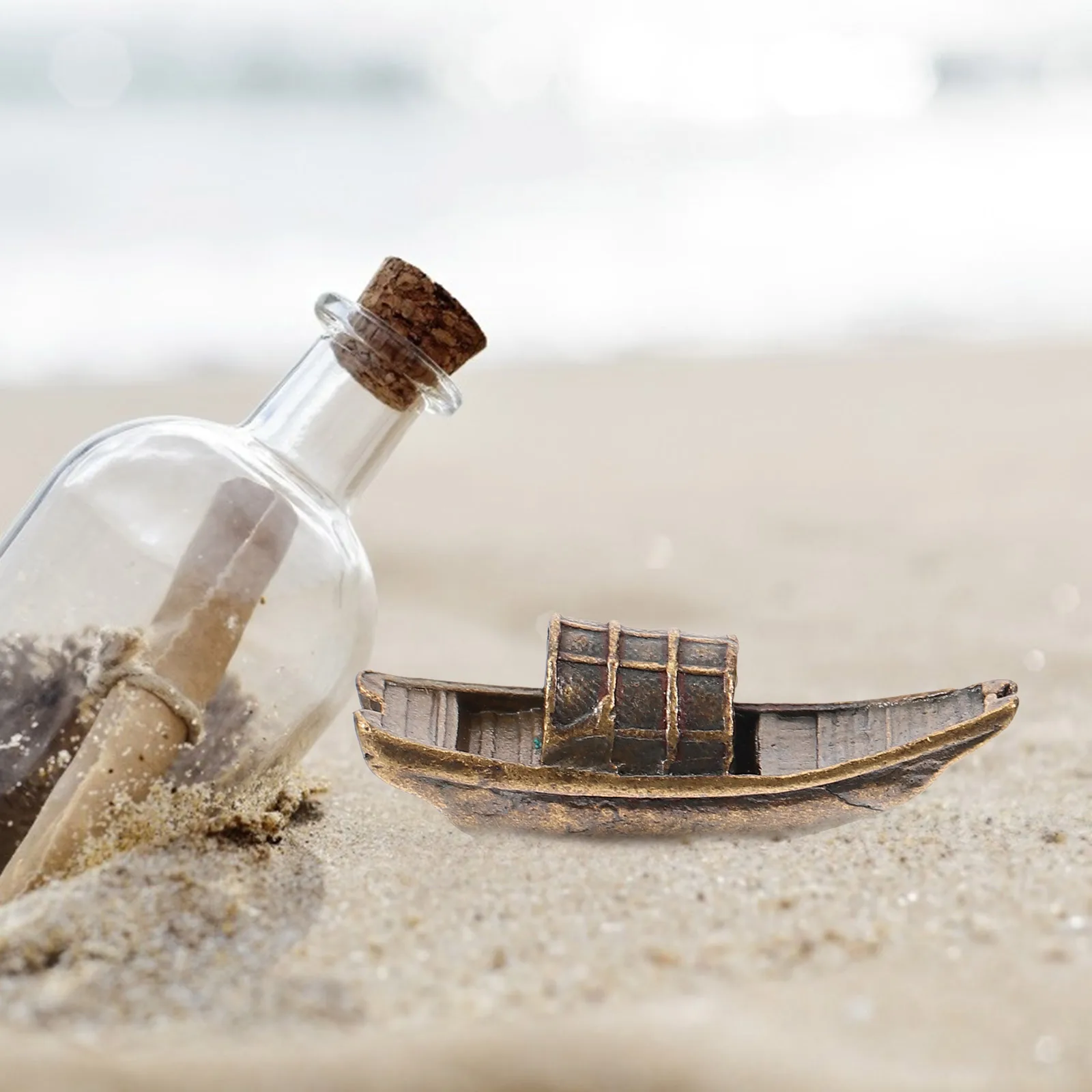 

Miniature Copper Boat Ornament Dark Brown Micro Landscape Decor Diy Accessories House Beach Sandbox Desktop Planter Rustic Style