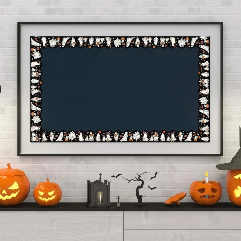 W89C 59ft Bulletin Board Border Trim Halloween Border Trim Wall Sticker for Classroom Notice Board Chalkboard Whiteboard