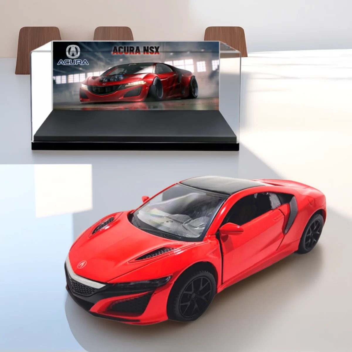 

Acura NSX 1:36 Scale with Acrylic Case, Pullback Toy Car Model Official Licensed Diecast Vehicle Replica Xmas Gift Kid Boy Toy