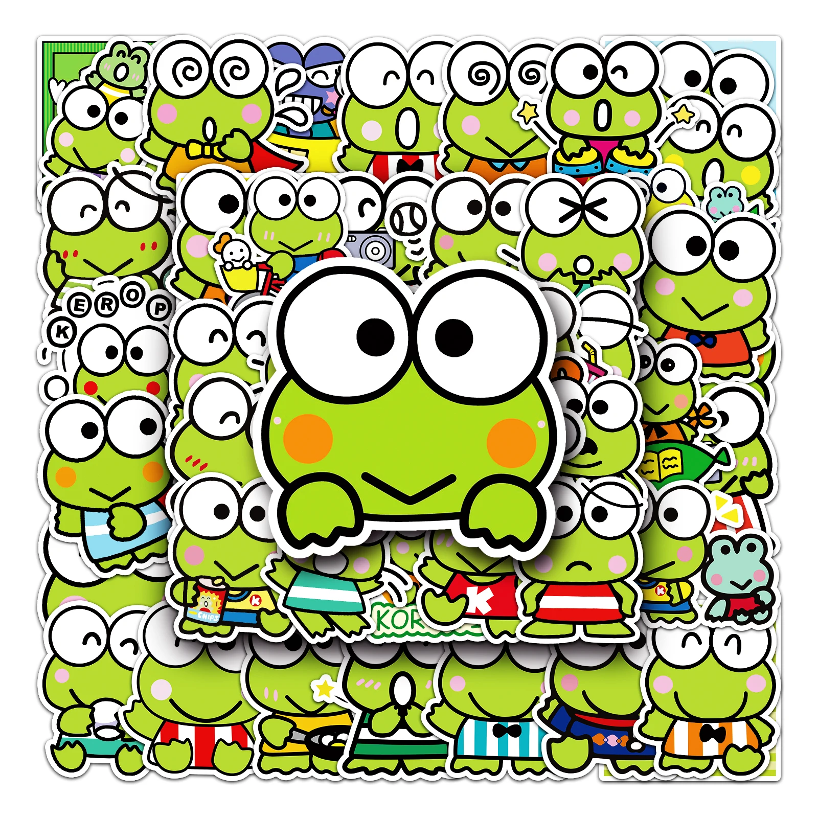 50 Piece Funny Miniso Sanrio Keroppi Stickers Waterproof DIY For Laptops/Phones/Helmet/Car/Guitar Creative Decal