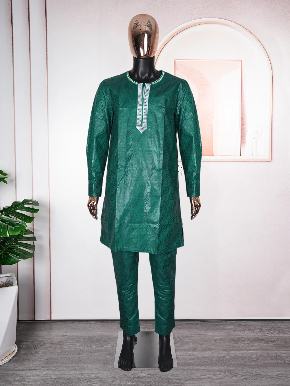 H&D South African Traditional Embroidery Wear Formal Attire Bazin Riche Dashiki Outfits Shirt Pants Robe Suit African Ramadan