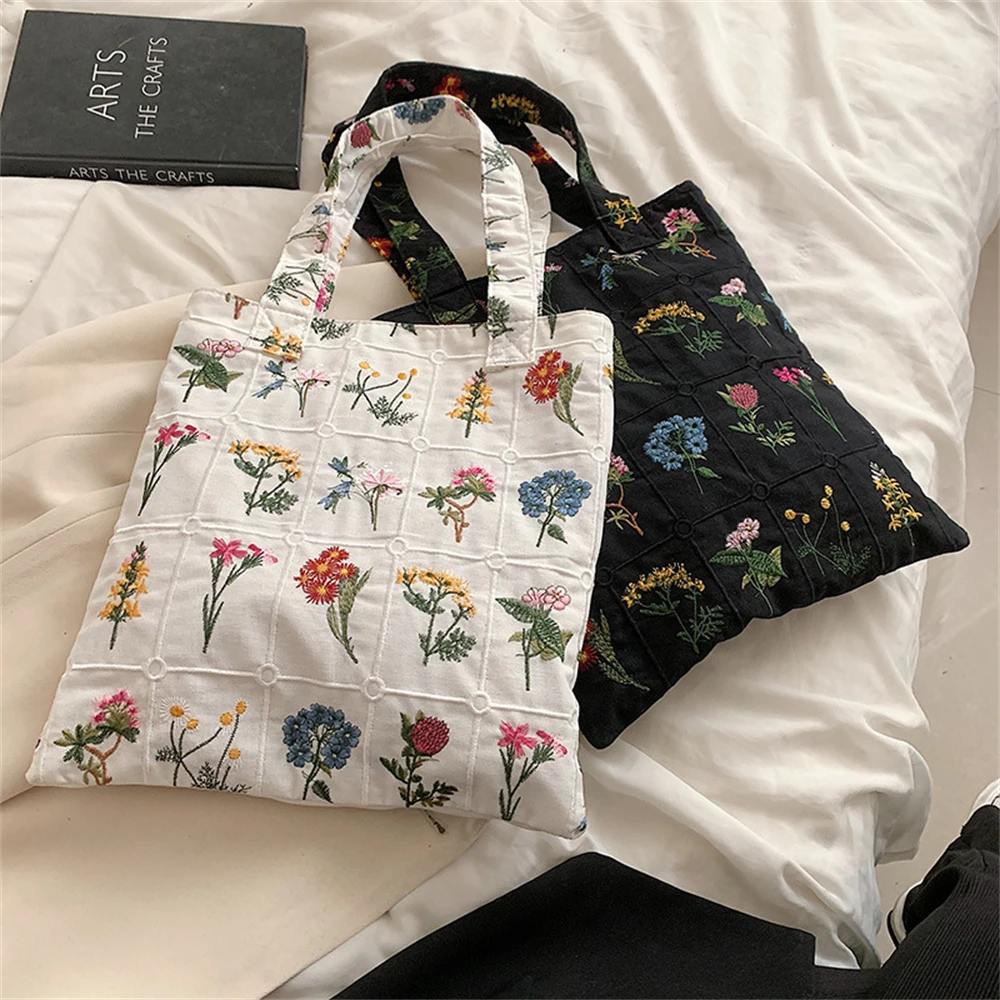 High Quality Women's Bags Embroidered Fashion Ladies Tote Bag Casual Female Hand Bag Designer Vintage Shoulder Handbag for Girls