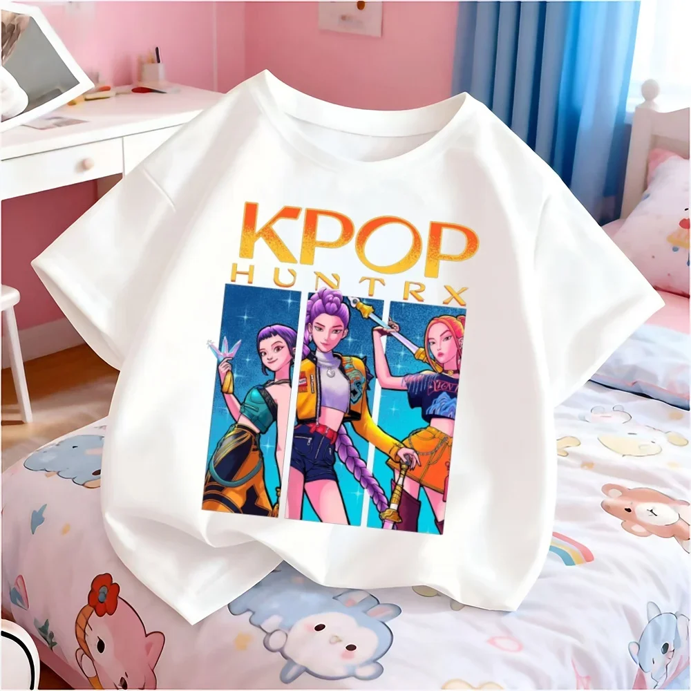

Short Sleeve KPop Demon Hunters T-Shirt for Kids Boys Girls Cartoon Summer Fashion Top Casual Street Sweatshirt