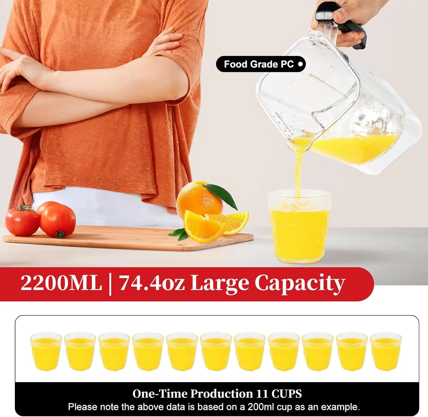 2.2lblender Smoothie Maker,2200w 110v Modern Blender With Pc Cup,8-Speed Variable Speeds Control,Timed,Touch Commercial Soundpro