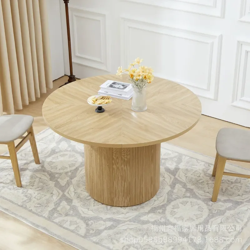 for Modern Round Groove Base Dining Table European American Living Room Panel Furniture Storage Coffee Table