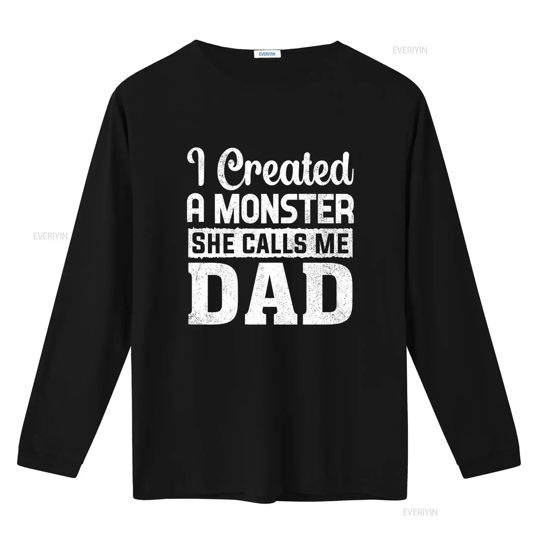 Father's Day  T Shirt I Created a Monster She Calls Me Dad Print Design vintage Washed Breathable Stylish Top For Everyday Wear
