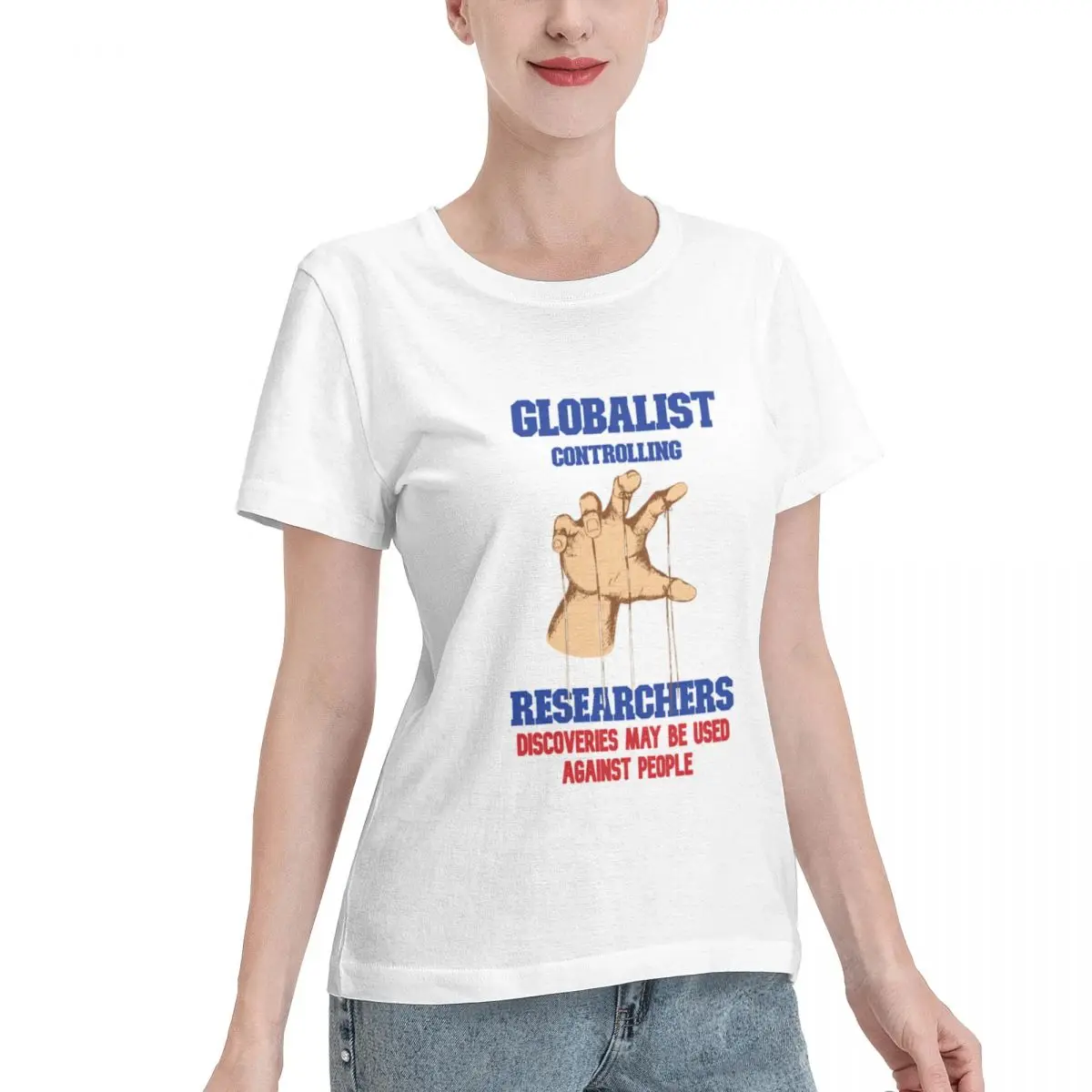 Go To Top Globalist Control Women's T-shirt Vintage Retro Comfy Daily Top
