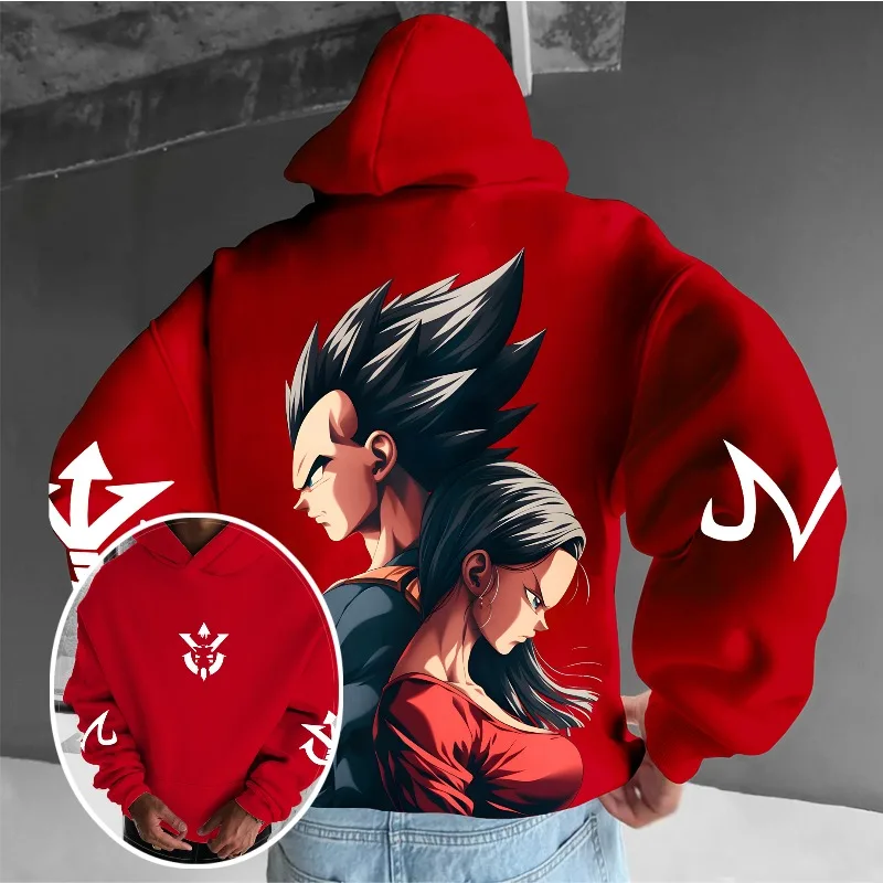 

Новая мужская толстовка с 3D принтом Dragon Ball Z в стиле аниме Vegeta Bulma, графическая толстовка с красным фоном, эмблема, элемент, дизайн