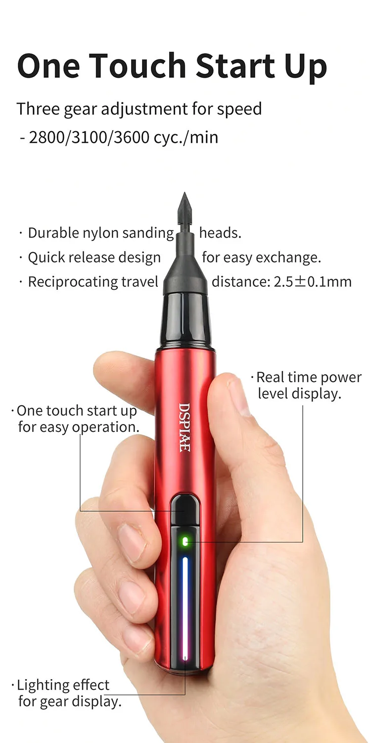 Penna Elettrica Micro-abrasiva Ricaricabile USB – 3 Velocità Regolabili (5000-18000 Giri/min), Per Incisione, Smerigliatura E Lucidatura Su Legno, Metallo, Vetro E Pelle