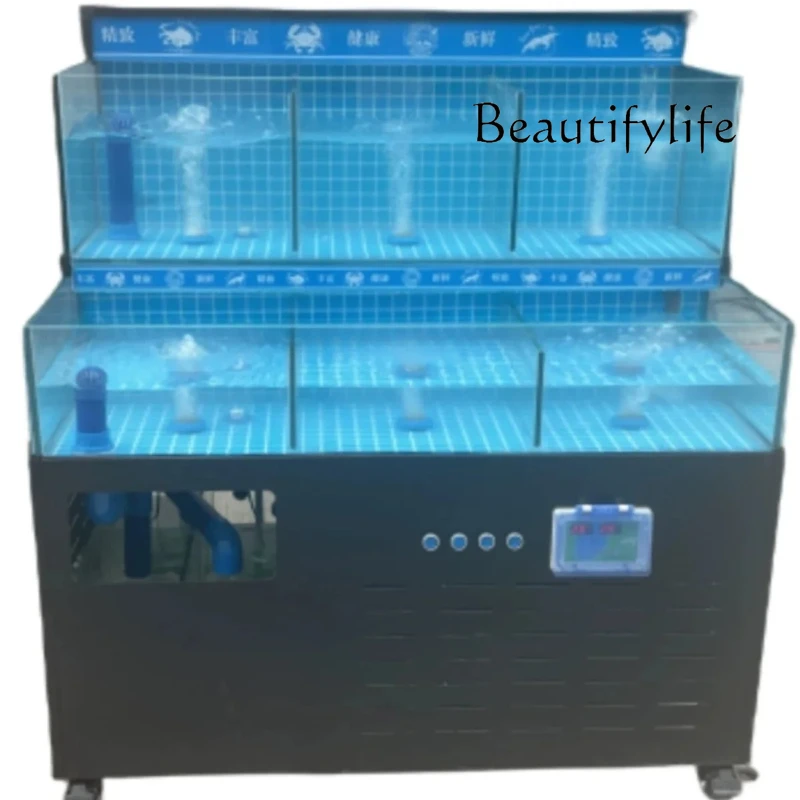 

Mobile double-layer fish tank Commercial seafood Shellfish Seafood pool Refrigerator Integrated hotel seafood tank