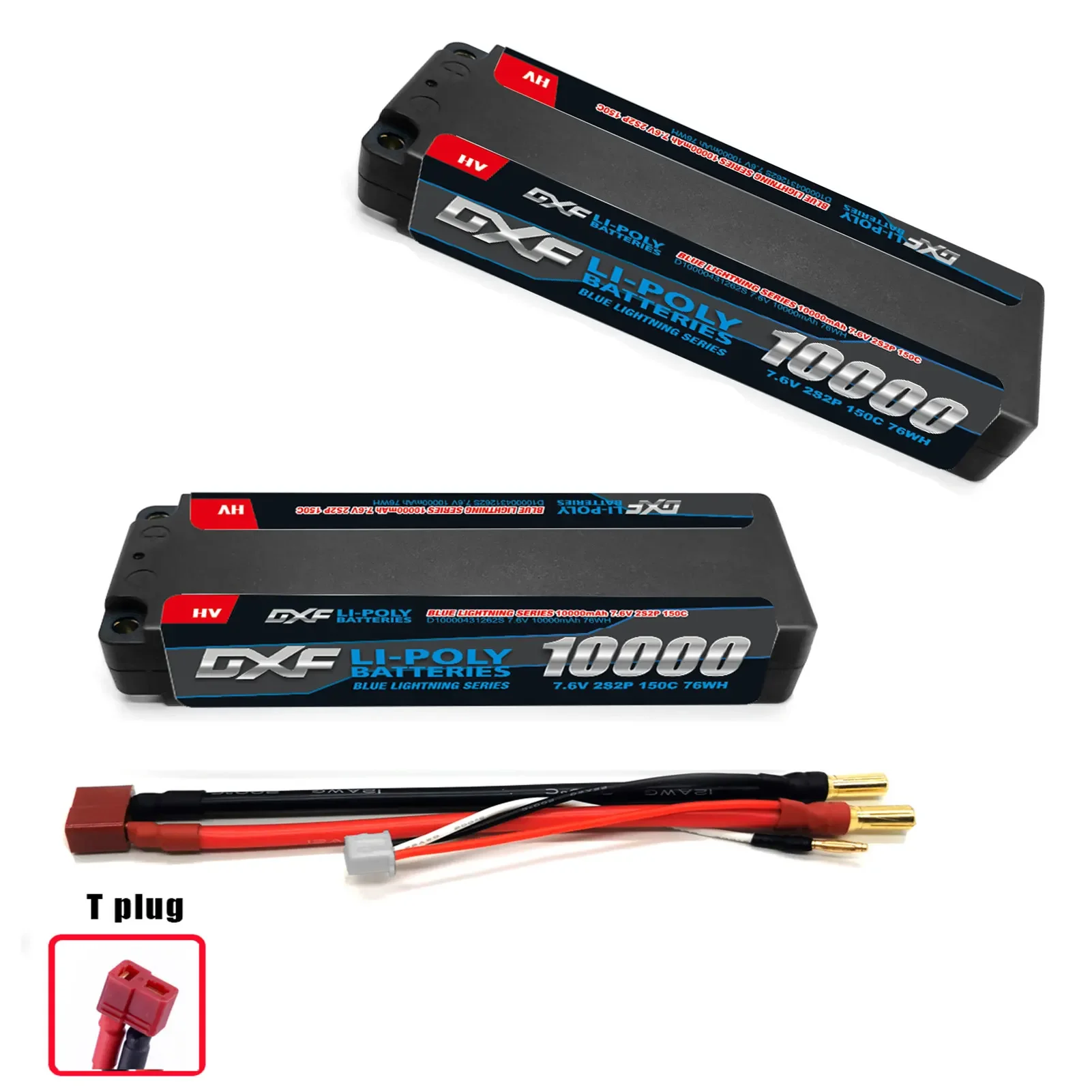 

DXF 2S Lipo Battery 10000mAh 7.6V 150C 5mm T Plug Hardcase For 1/10 Buggy Truggy Offroad Boat Car Boat Truck RACING Helicopter