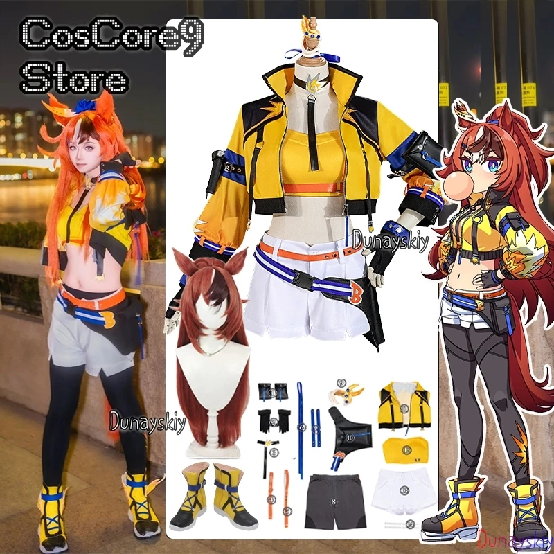 

Bubblegum Fellow Cosplay Costume Yellow Top Vest Set and Pants with Tie Outfit Anime Bubblegum Fellow Role-playing Wig Shoe Suit