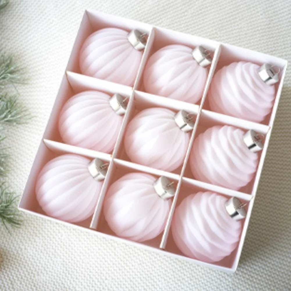 Festive Hanging Spheres Pink Flocked Ornaments For Christmas Tree Decor Pastel Pink Red Green White Non Shedding Texture