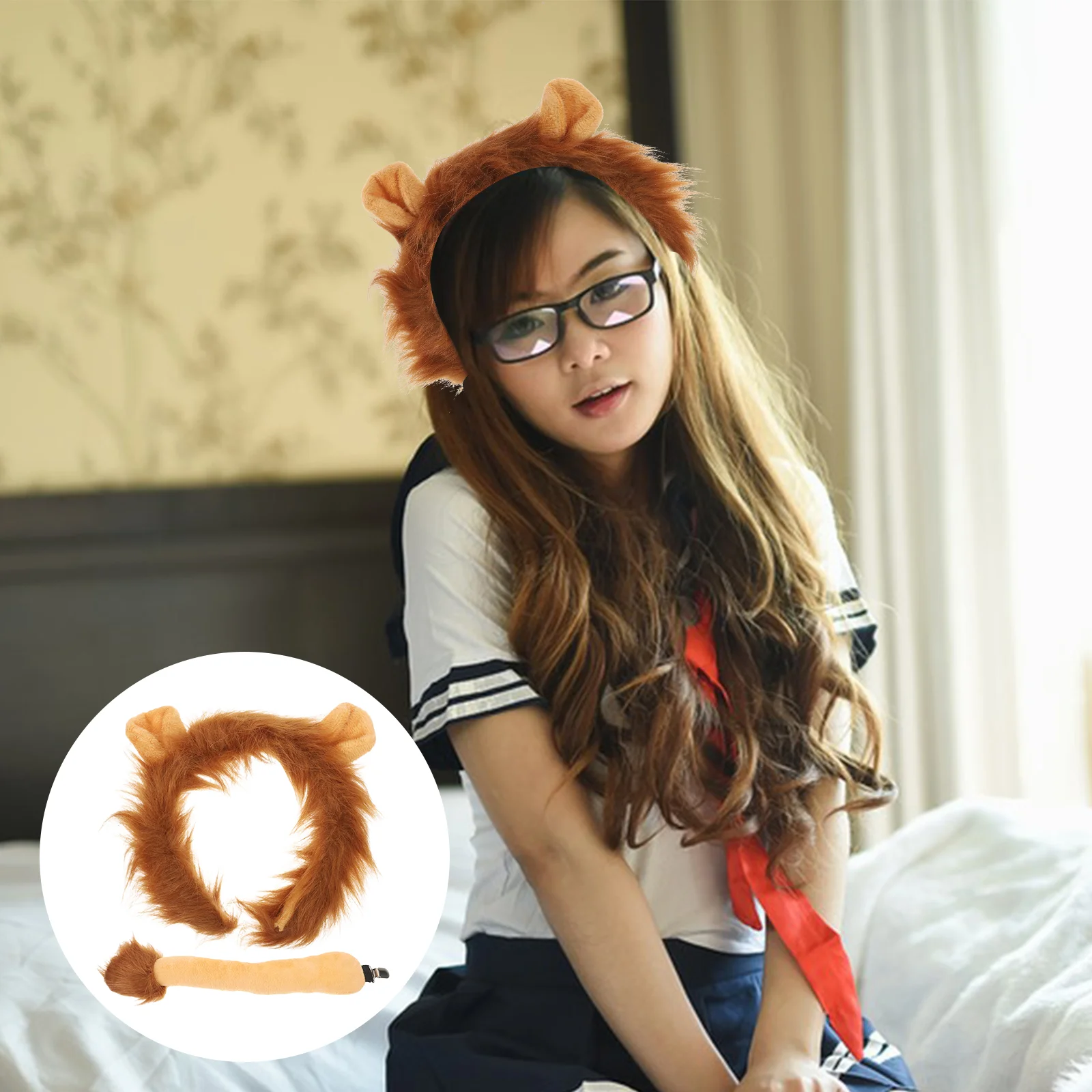 Lion Headband Tail Party Costume Accessory Aldult Dress Up Accessories Plush Cosplay Prop Miss Props Animals Supplies