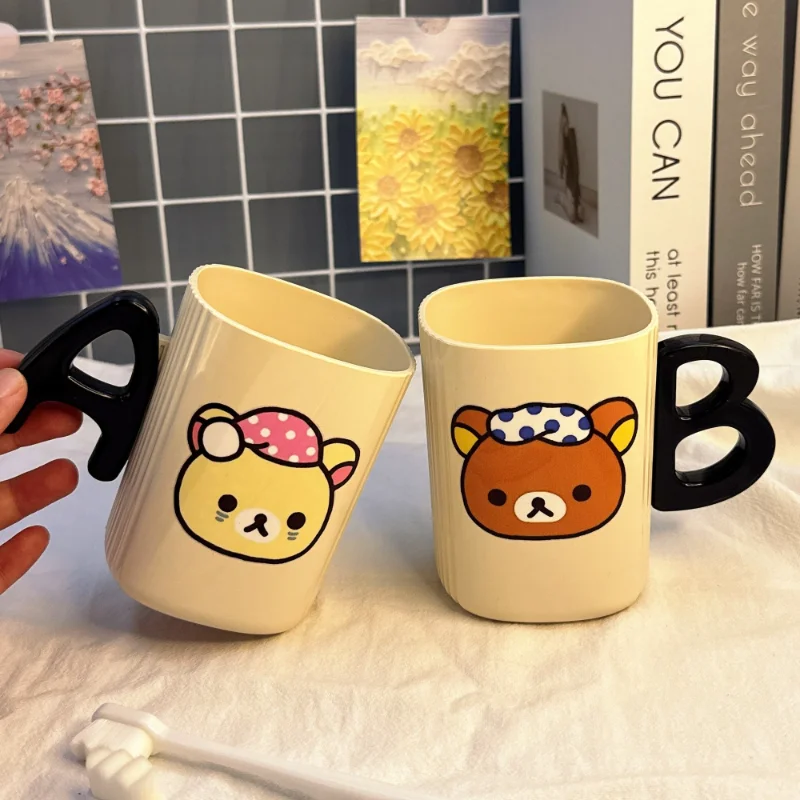 Nouveau Rilakkuma brosse à dents tasse créativité dessin animé Portable pyjama ours en plastique Couple gargarisme tasse étudiant salle de bain lavage fournitures