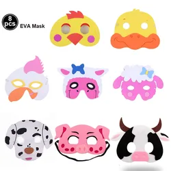 8/16/24/40pcs Farm Animal EVA Mask Set Chicken Sheep Cow Pig Masks Farmhouse Birthday Party Costumes Dress-up Party Supplies