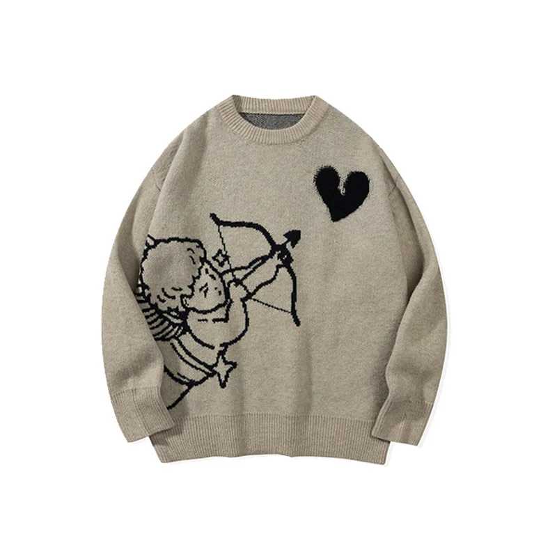 Maglione lavorato a maglia da uomo Angel Love Heart Design Faionable Urban Sle Stagione invernale Lungo Sve round Ne Pullover Nuovo arrivo
