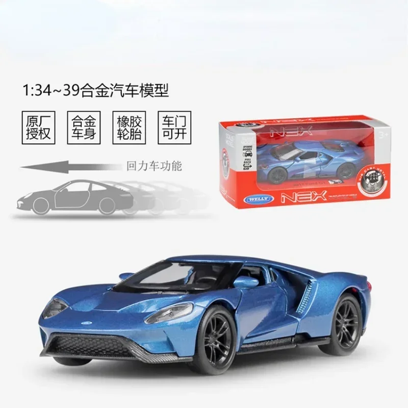 WELLY 1:36 2017 Ford GT sportwagen Diecast Metaal Model Auto Speelgoed Voor Legering Auto Speelgoed Model met Pull back functie Voor kinderen Gfit B70