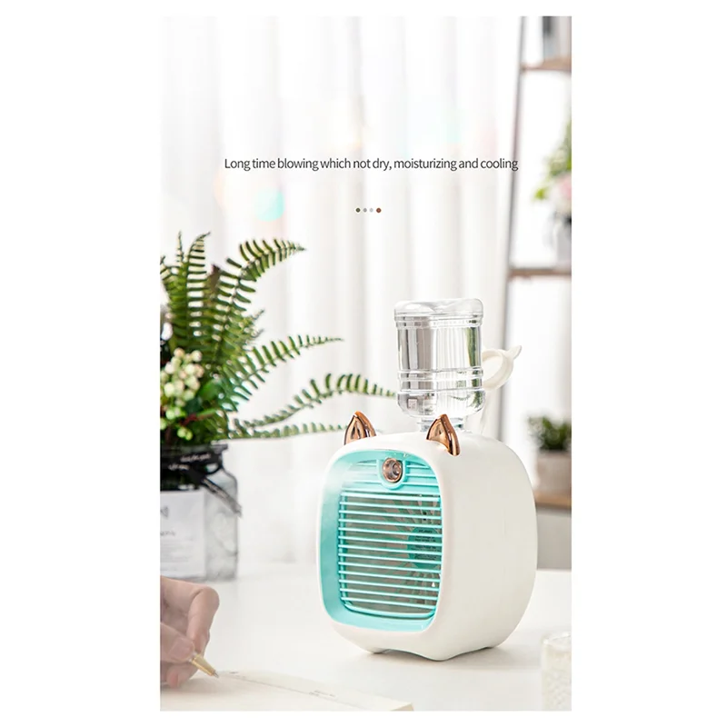 Portable Mini Air Conditioner Fan USB Air Cooler Fan Humidifier 3 Speed 2 Mode Spray Cooler for Office Home Cool Fan-C