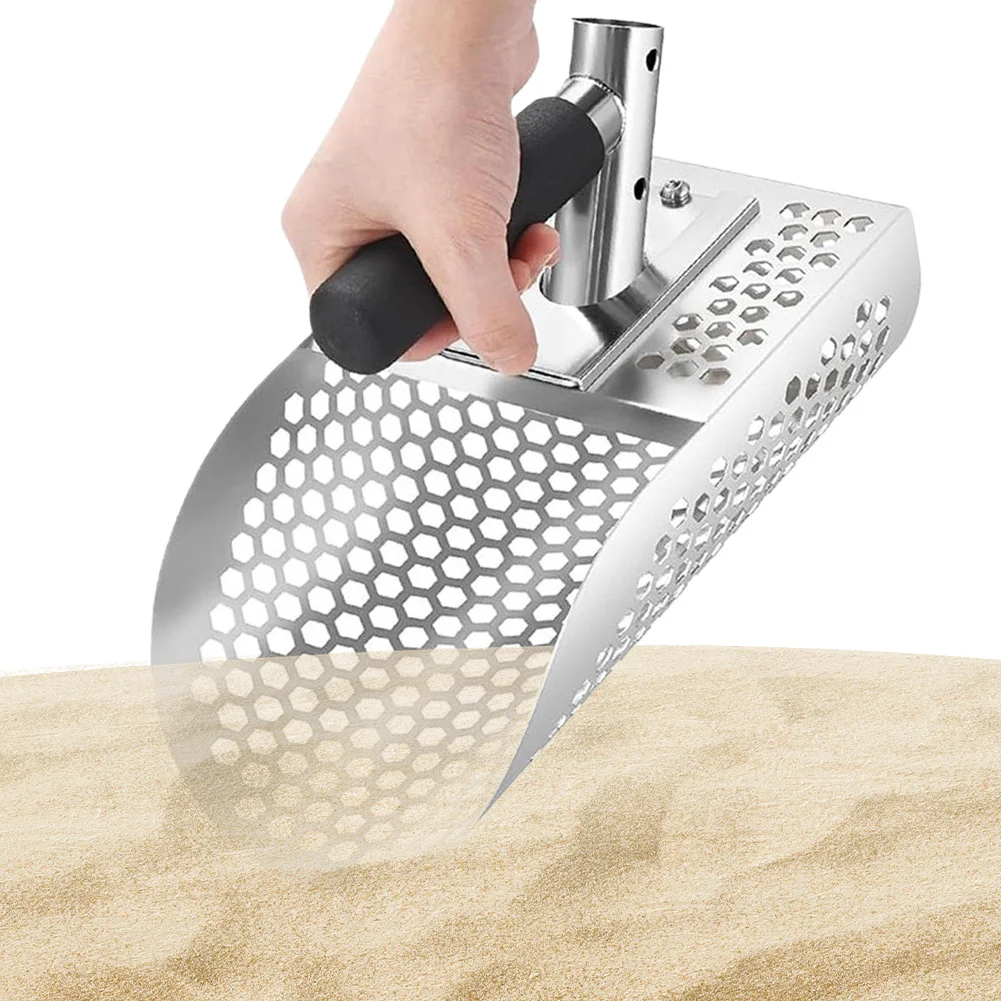 Stainless Steel Sand Scoop Metal Detector Scoop Multi-Function Metal Detecting Tool Fast Sifting Shovel for Underwater Backyard