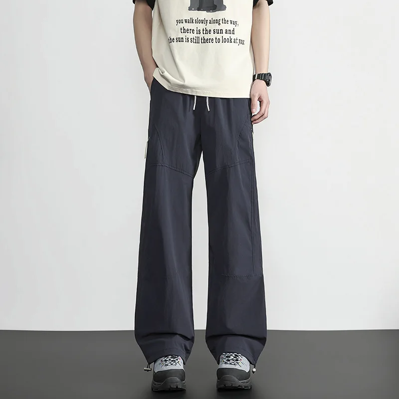 Mens Cargo Pants Summer Outdoor Slim Relaxed Straight High Rise Nylon Elastic Casual Athletic Everyday Fashion Long Joggers