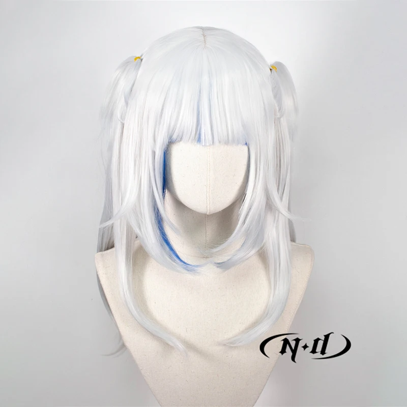ND Gawr Gura 코스프레 가발 헤어피스 VTuber 코스프레 헤어 가발 코믹 콘 코스터 의상 테마 파티 내열성 합성