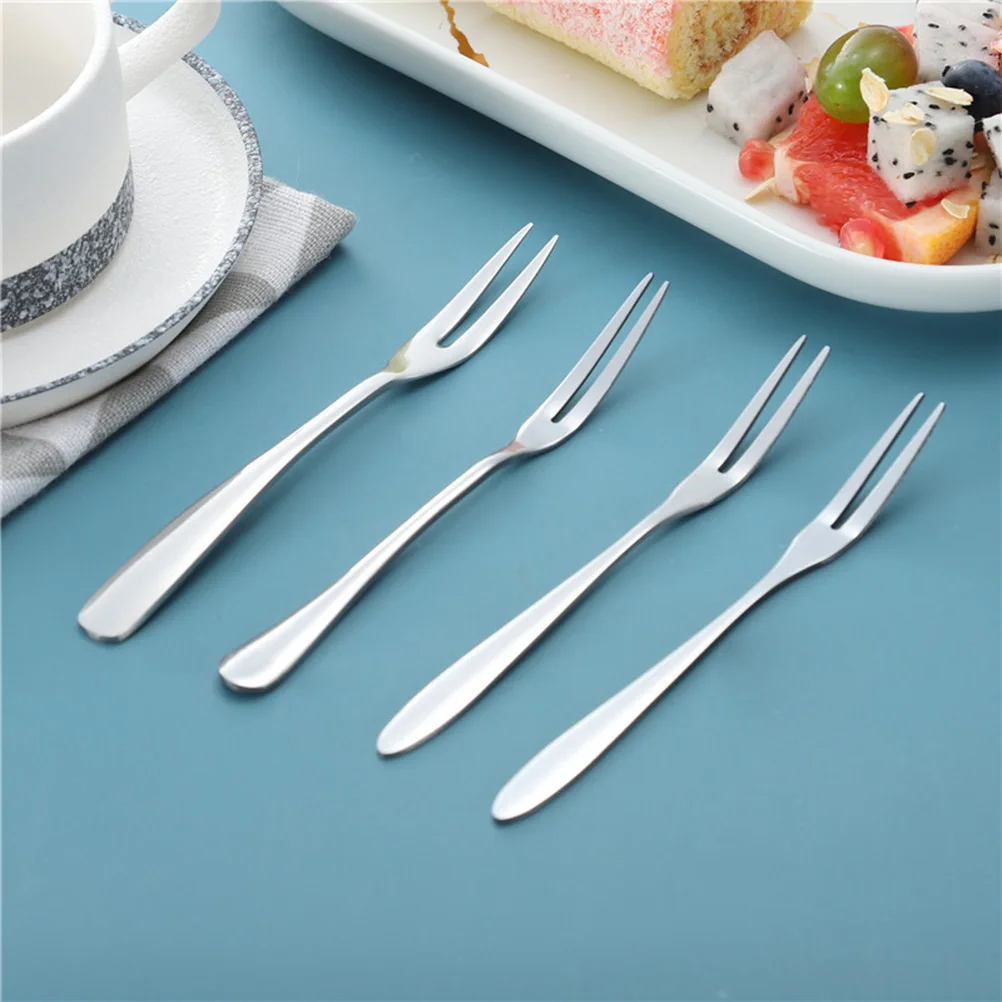 

5 Pcs Stainless Steel Fruit Fork Forks Kids Cake Food Children Baby Silverware Cute