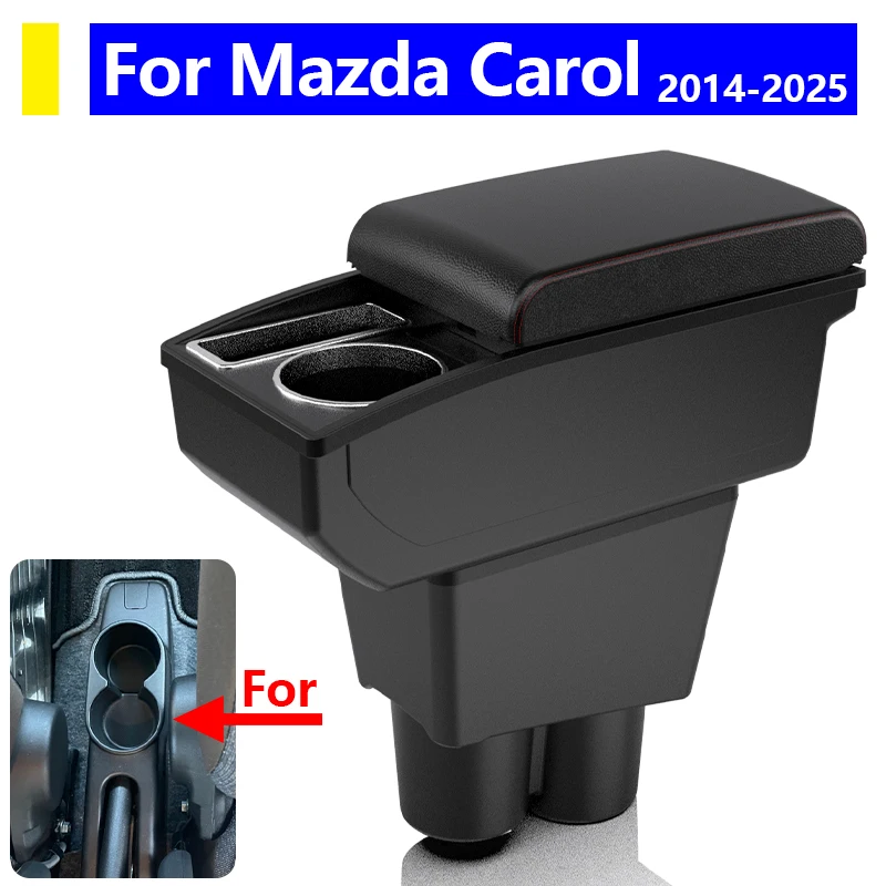 

Подлокотник для Mazda Carol HB36/HB97, ящик для хранения внутренней центральной консоли, органайзер с подстаканником, 2014-2025, автомобильные аксессуары