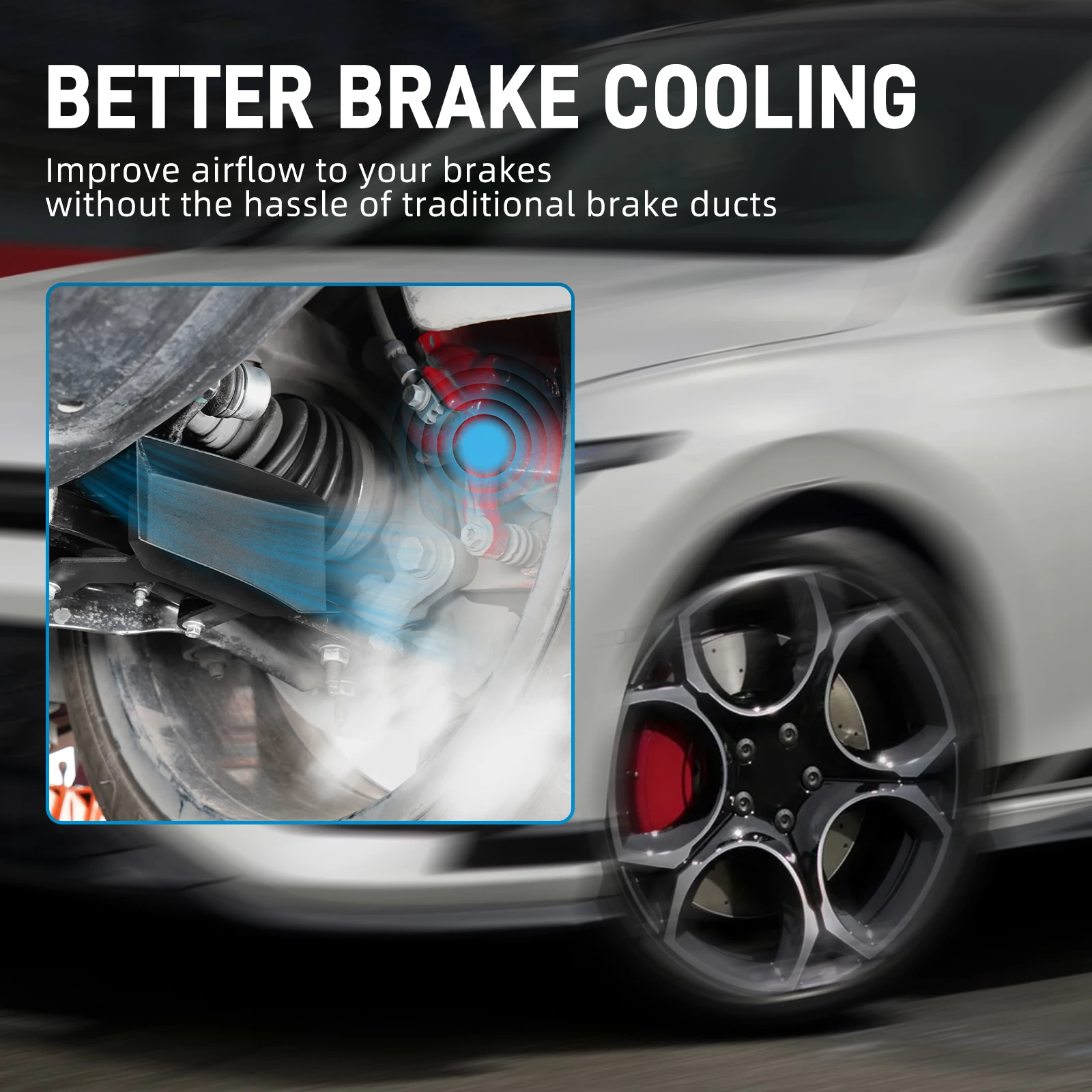 BEVINSEE Metal Brake Deflectors for VW for Golf GTI 2015-2021, for Golf R 2015-2019