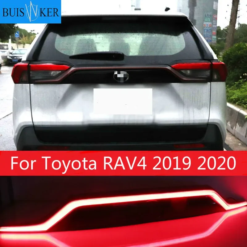 

For Toyota RAV4 2019 2020 Red black Rear Bumper Reflector LED Tail Stop Brake Light Car