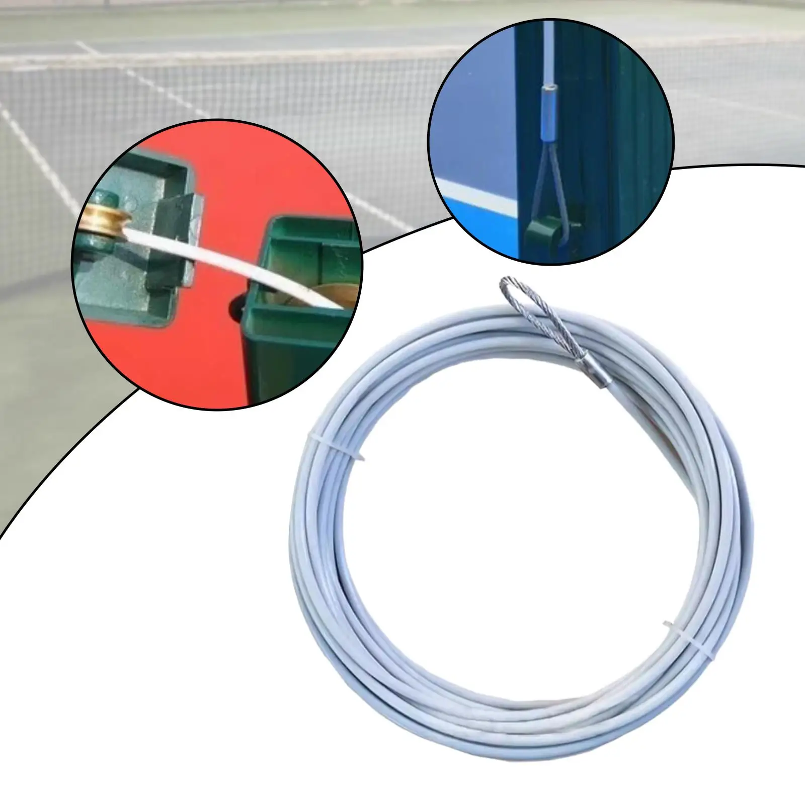 

Tennis Net Cable 45.3 ft Cord Rain Resistant Tennis Court Accessories Professional Reliable Steel Wire Replacement Strap