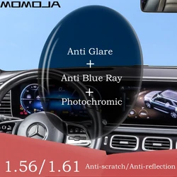 MOMOJA 1.56/1.61 Chameleon Driving Lens Anti-blue Ray Anti-glare Photochromic Lens Anti-scratch Anti-reflection HMC lens 1 pair