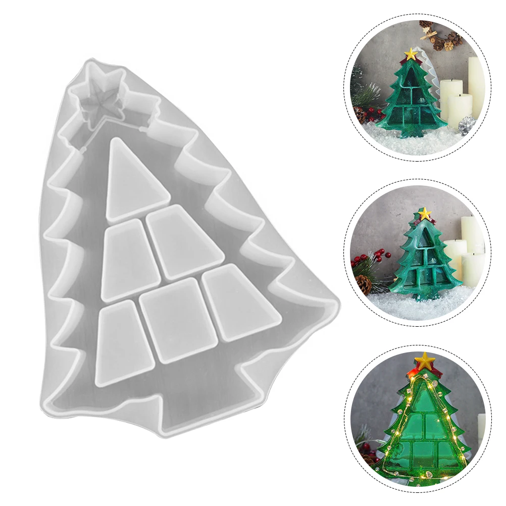 

Xmas Tree Shape Storage Box Mold Silicone DIY Crafts High Transparency Easy Clean Jewelry Accessories H made Decor