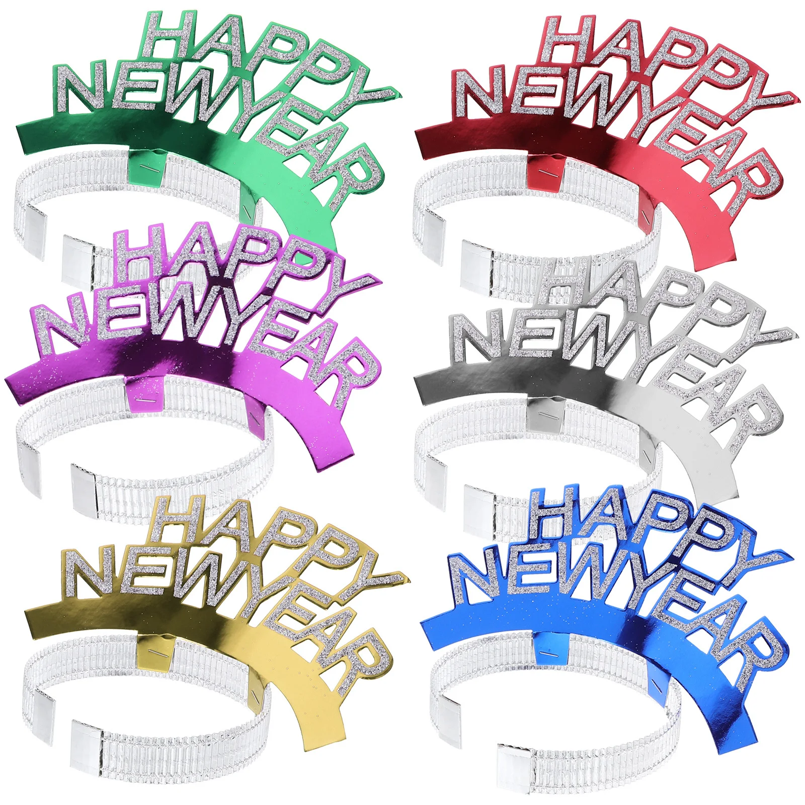 Bandeau irisé pour nouvel an, 6 pièces, fermoir à cheveux créatif, accessoires Photo de fête, fournitures de fête du nouvel an, accessoires de stand Photo