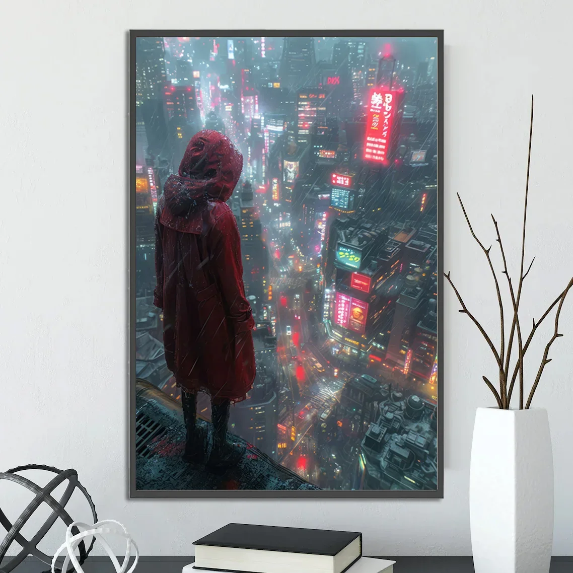 Cyberpunk City Self-adhesive Poster Figures Home Decoration Painting Pictures Wall Art Cartoons Computer Room Wallpaper Gift