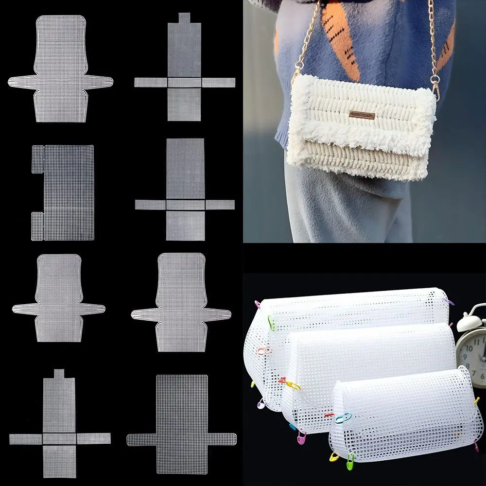 DIY Plastic Weaving Plastic Mesh Cloth Handmade Craft Bags Making Grid Hook White Bag Fixed Grid Sheet Bag Accessories