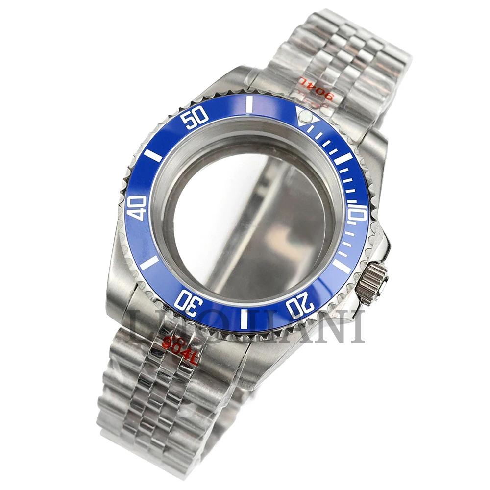 For Submariner Case 40mm NH35 Silver Watch Case Solid Oyster/Jubilee Bracelet Fit NH34 NH35 NH36 NH38 Movement 28.5mm Dial image 3