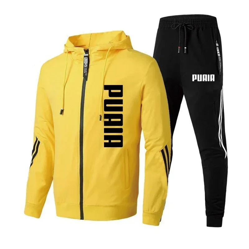 New Men's Tracksuit Spring and Autumn Sweatpants Two-Piece Set Printing Sport Jacket+Running Trousers Fast and Furious Overcoat