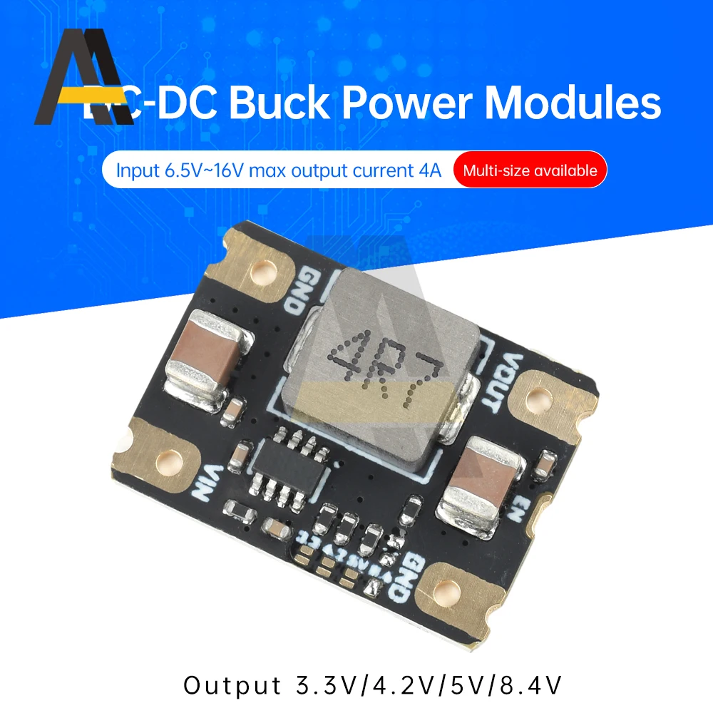 DC-DC 스텝다운 전원 공급 장치 모듈 입력 DC 6.5-16V ~ DC 3.3V/4.2V/5V/8.4V 자동 조정 스텝다운 4A 전체