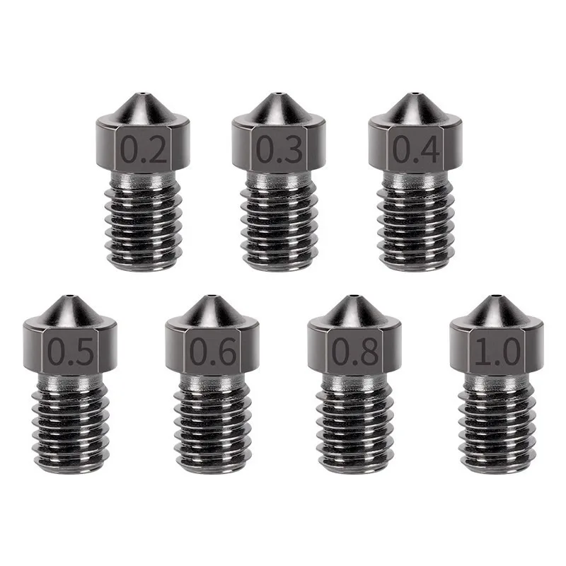 4pcs 3D Printer Nozzle E3D V5V6 Hardened Steel Nozzle MK8 Die Steel Nozzle Wear-resistant and Corrosion-resistant Print Head