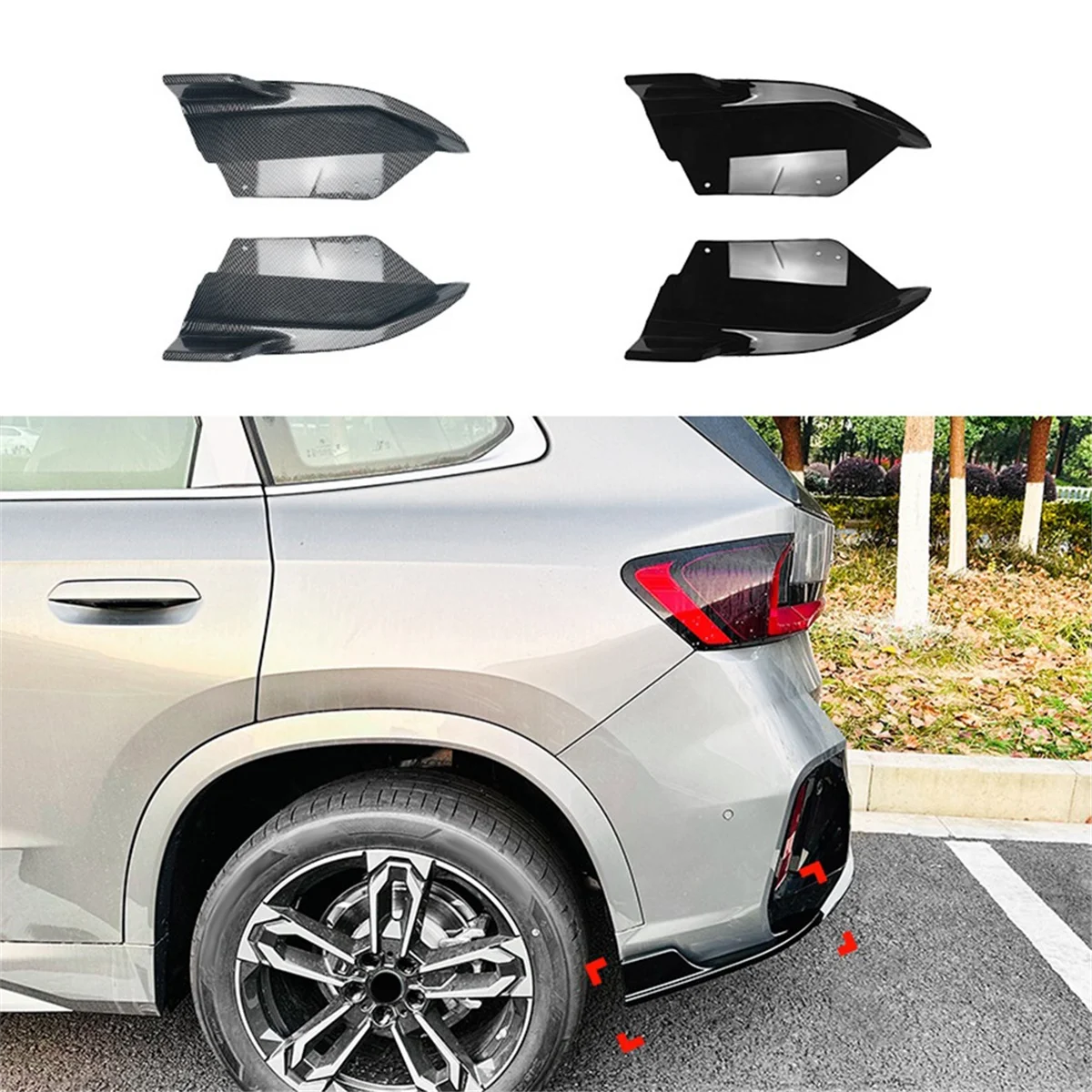 Car Rear Bumper Lip Diffuser Splitter Winglet Apron Spoiler for BMW X1 IX1 U11 M Sport 2023+ Gloss Black