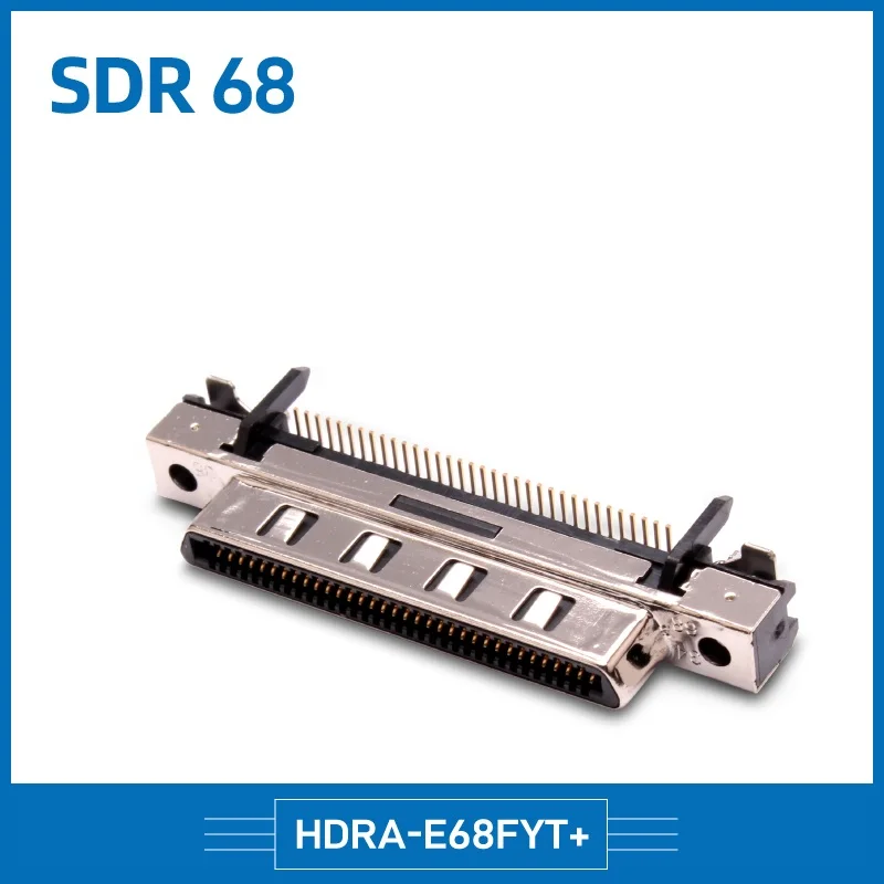 HTK HDRA-E68FYT+ SDR 68 Core Female SMT Board for Industrial Cameras 90 Degree Bend