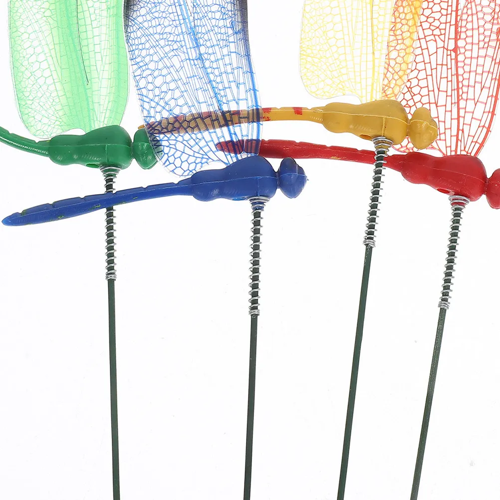 32Pcs Simulation Dragonfly Garden Decor Stakes Realistic 3D Animal Yard Stakes for Outdoor Patio Balcony Lawn Flower Pot Decor