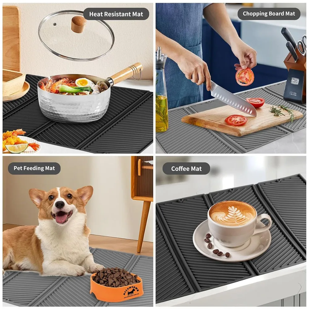 Creative Silicone Folding Drain Mat 4 Fold Sink Drying Pad Non Slip Dish Rack for Kitchen Countertop Organizer