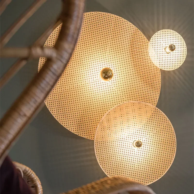 Imitation Rattan Wall Lamp For Kitchen Corridor Classic Loft Rattan Lamp For Home Resturant Bedroom Bedside Lighting