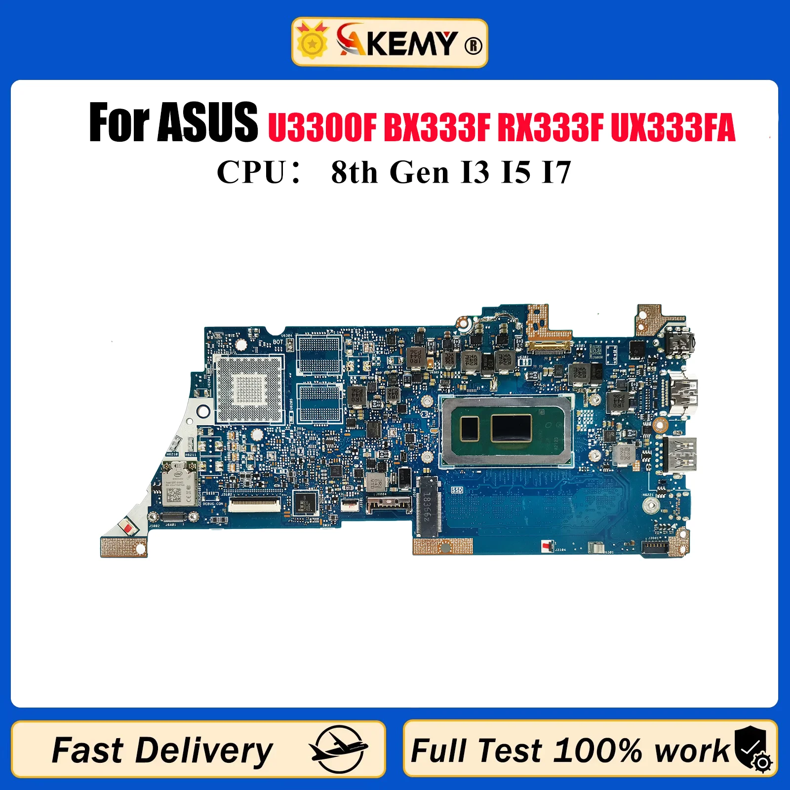 

UX333FA Материнская плата для ноутбука ASUS ZenBook UX333F U3300F BX333F RX333F UX333FA UX333FN Материнская плата для ноутбука с процессором I3 I5 I7 stk